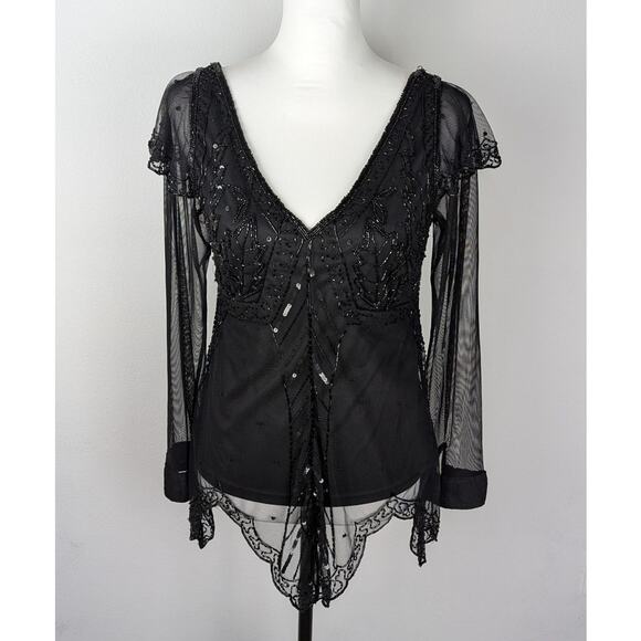 Viintage Scala Beaded Top/blouse S Gatsby,90's,Art deco,Witchy,Flapper,Rare - Picture 2 of 7